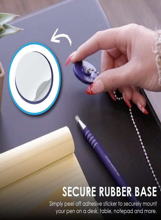 Nadex Ball and Chain Security Pen Set | 4 Pens, 1 Adhesive Mount, and 5 Refills (Blue) - Image 4