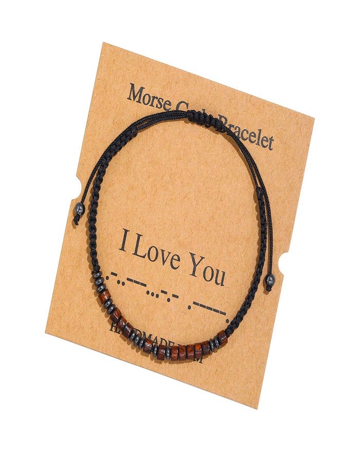 Teniinet Morse Code Bracelet，Vintage Promise Distance Friendship Bracelets Hand Made Beads String Rope Bracelet for Women Men Friend Couples（I Love You） - Image 1
