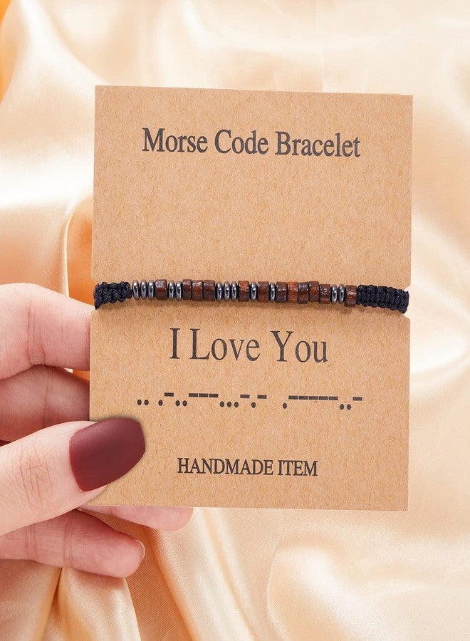 Teniinet Morse Code Bracelet，Vintage Promise Distance Friendship Bracelets Hand Made Beads String Rope Bracelet for Women Men Friend Couples（I Love You） - Image 2