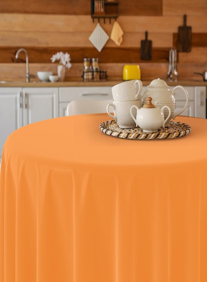 MASHAN 12Pcs Round Plastic Fall Tablecloth Disposable Yellow Coffee Orange Tablecloths Round Table Covers for Happy Fall Decor Thanksgiving Day Harvest Wedding Birthday Baby Shower Party Decoration, 84Inch - Image 5