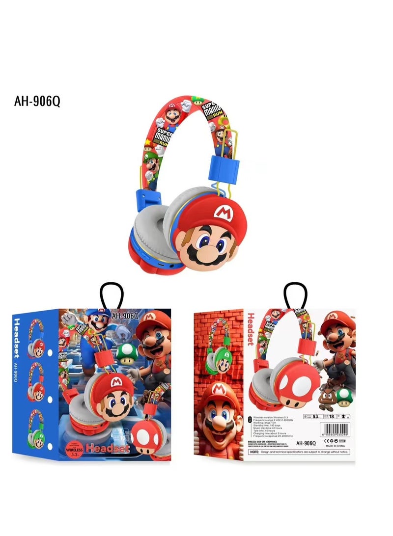 Upgraded red and blue Mario pattern children's bluetooth wireless earphones - Image 2