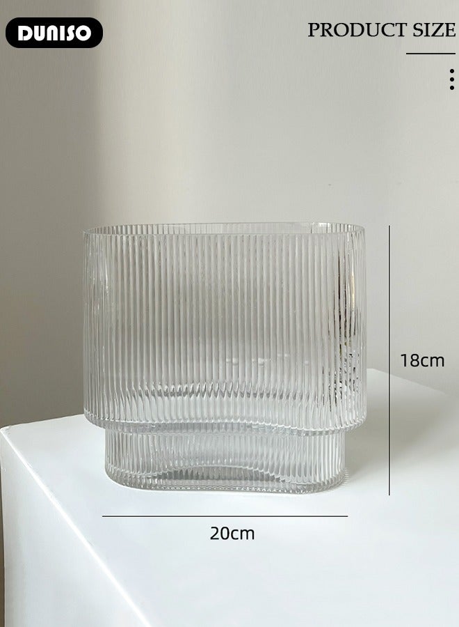 DUNISO Creative Clear Glass Vase Craft Aesthetic Decorative Small Flower Vase Hydroponic Plant Desktop Ornament Modern Irregularity Vase for Flowers Rose Home and Office  - Image 4