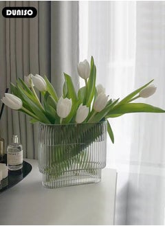 DUNISO Creative Clear Glass Vase Craft Aesthetic Decorative Small Flower Vase Hydroponic Plant Desktop Ornament Modern Irregularity Vase for Flowers Rose Home and Office  - Image 3