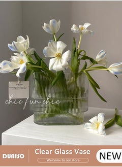 DUNISO Creative Clear Glass Vase Craft Aesthetic Decorative Small Flower Vase Hydroponic Plant Desktop Ornament Modern Irregularity Vase for Flowers Rose Home and Office  - Image 1