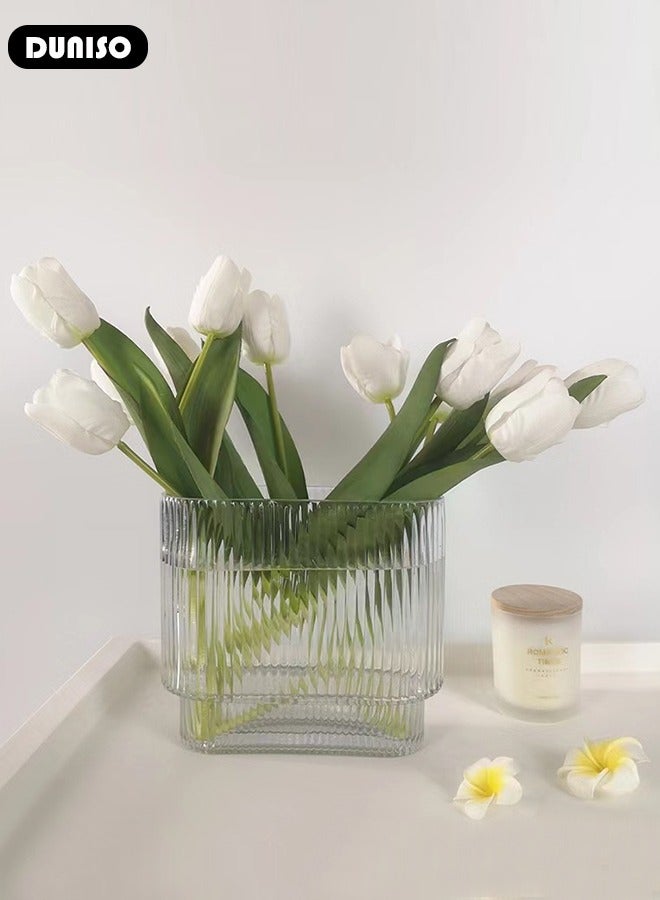 Creative Clear Glass Vase Craft Aesthetic Decorative Small Flower Vase Hydroponic Plant Desktop Ornament Modern Irregularity Vase for Flowers Rose Hom image 7
