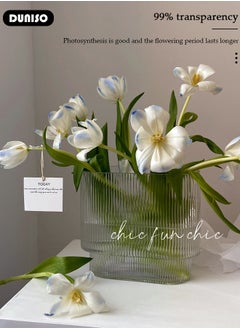 DUNISO Creative Clear Glass Vase Craft Aesthetic Decorative Small Flower Vase Hydroponic Plant Desktop Ornament Modern Irregularity Vase for Flowers Rose Home and Office  - Image 5