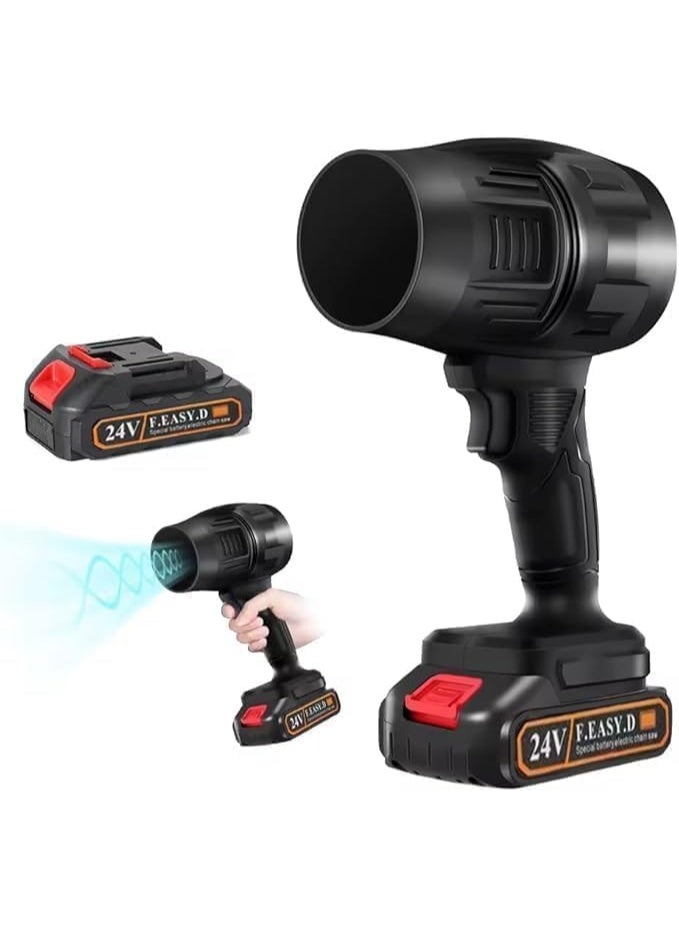 منفاخ هواء توربو قوي 24 فولت، منظف أوراق الشجر والغبار الكهربائي الصناعي، محرك نحاسي عالي السرعة لتنظيف المنزل والفناء وورشة العمل بكفاءة - Image 1