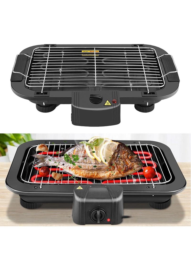 BBQ شواية كهربائية محمولة لطاولة الشواء في المطبخ مع إمكانية التحكم في درجة الحرارة، وصينية تنقيط قابلة للإزالة مملوءة بالماء، بقوة 2000 وات، لون أسود  - Image 3