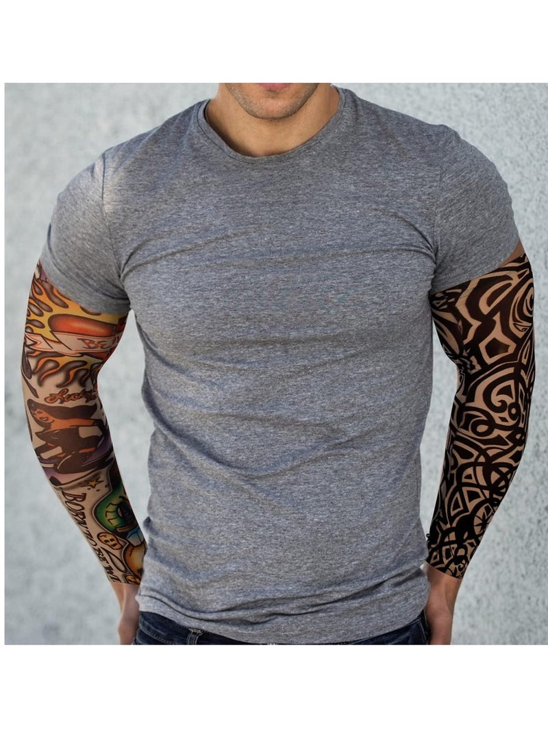 YARIEW Tattoo Sleeves for Men, 6Pcs Arm Sleeves Fake Tattoos Sleeves to Cover Arms Sun Protection Sleeves Tattoo Sleeve Covers Temporary Tattoo Sleeves for Men Halloween (Set 1) - Image 4