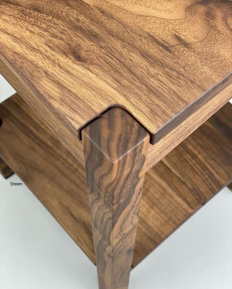 Streem Solid Sheesham Wood Lamp Side Table with Lower Shelf Style02 Brown - Image 3