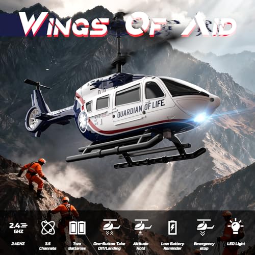 DEERC RC HelicopterRescue Remote Control Helicopter for Kids AdultsToys Helicopter with Altitude Hold One Key take OffLanding LED Light Low Battery Reminder Gift for Boys Ages 812 - Image 5