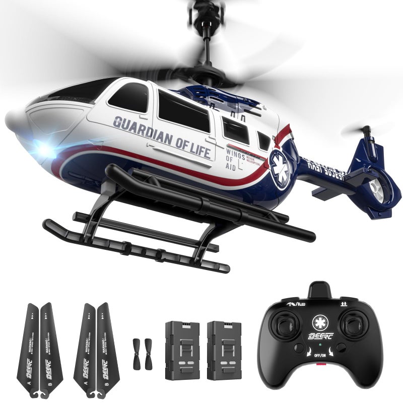 DEERC RC HelicopterRescue Remote Control Helicopter for Kids AdultsToys Helicopter with Altitude Hold One Key take OffLanding LED Light Low Battery Reminder Gift for Boys Ages 812 - Image 3