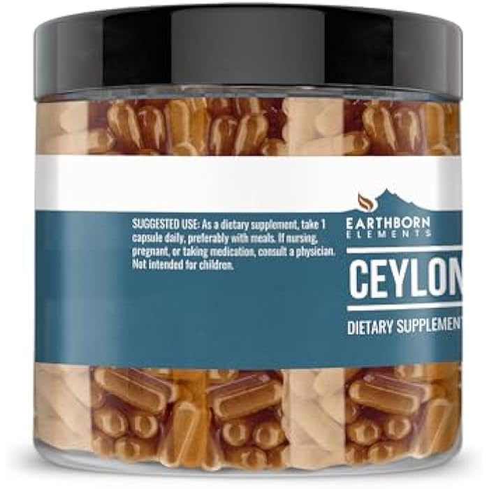 Earthborn Elements Ceylon Cinnamon 200 Capsules, Pure & Undiluted, No Additives - Image 2