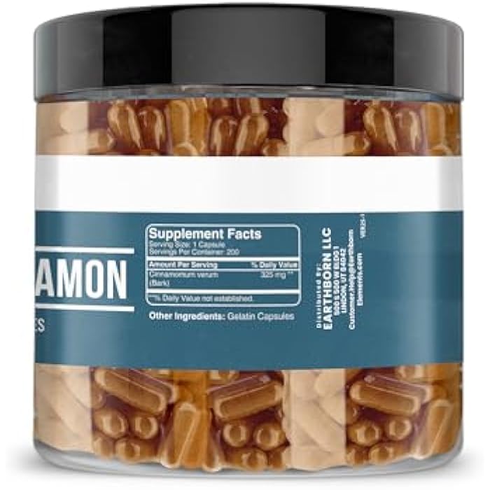 Earthborn Elements Ceylon Cinnamon 200 Capsules, Pure & Undiluted, No Additives - Image 3
