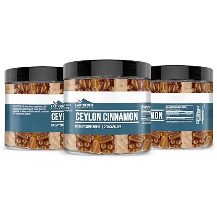Earthborn Elements Ceylon Cinnamon 200 Capsules, Pure & Undiluted, No Additives - Image 4