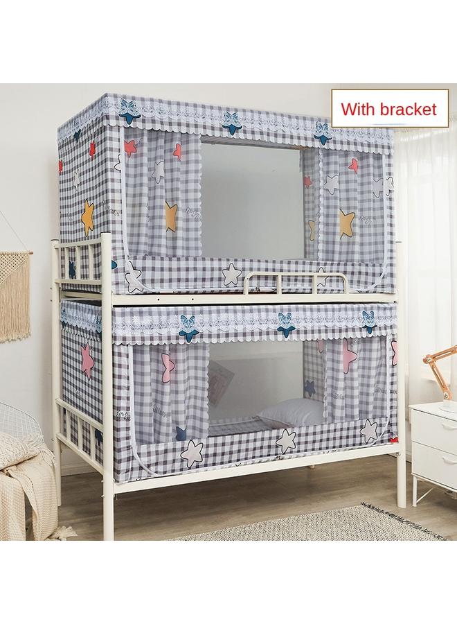 Bluejw RKT4 Student Dormitory Bed Curtain Plus Mosquito Net Integrated Upper Bunk Lower Bunk Full Shading Anti-mosquito Universal Zipper With Bracket - Image 2