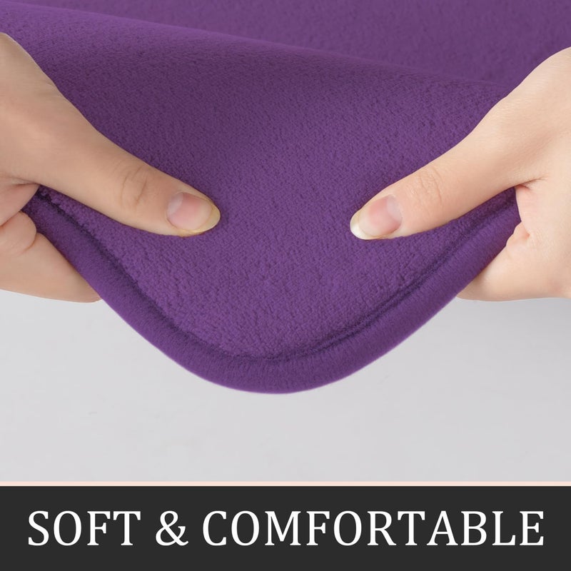 YIHOUSE Bathroom Rug Sets 2 Piece  Memory Foam Bath Mat  Non Slip Super Absorbent Soft Bathroom Mats  Machine Washable Bathroom Floor Mats Sets for Sink Tub  Shower and Toilet  Purple Bath Rug Set - Image 2