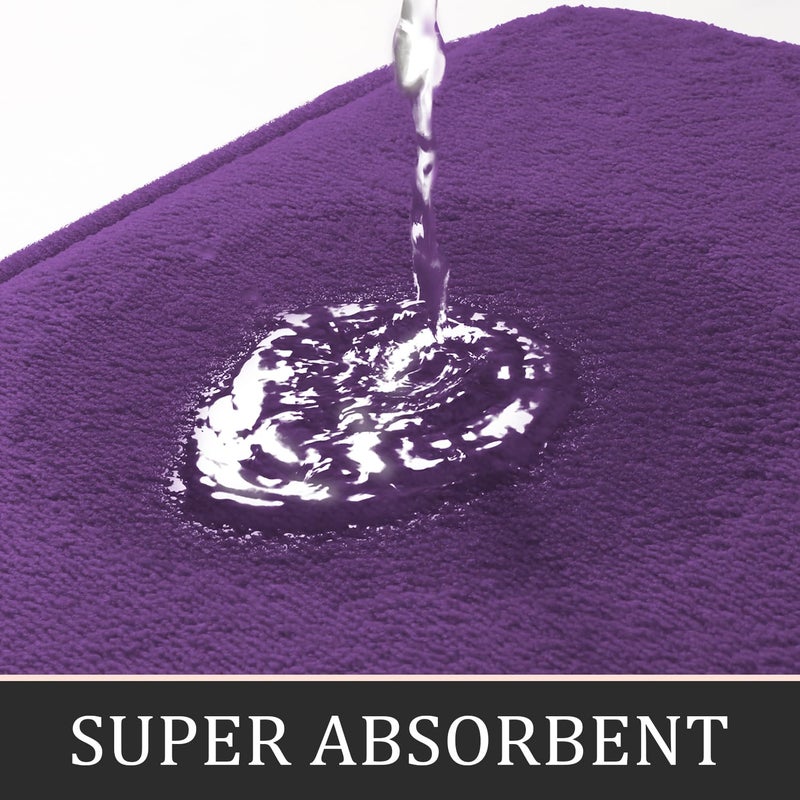 YIHOUSE Bathroom Rug Sets 2 Piece  Memory Foam Bath Mat  Non Slip Super Absorbent Soft Bathroom Mats  Machine Washable Bathroom Floor Mats Sets for Sink Tub  Shower and Toilet  Purple Bath Rug Set - Image 3