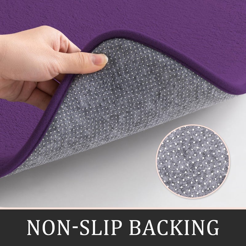 YIHOUSE Bathroom Rug Sets 2 Piece  Memory Foam Bath Mat  Non Slip Super Absorbent Soft Bathroom Mats  Machine Washable Bathroom Floor Mats Sets for Sink Tub  Shower and Toilet  Purple Bath Rug Set - Image 4