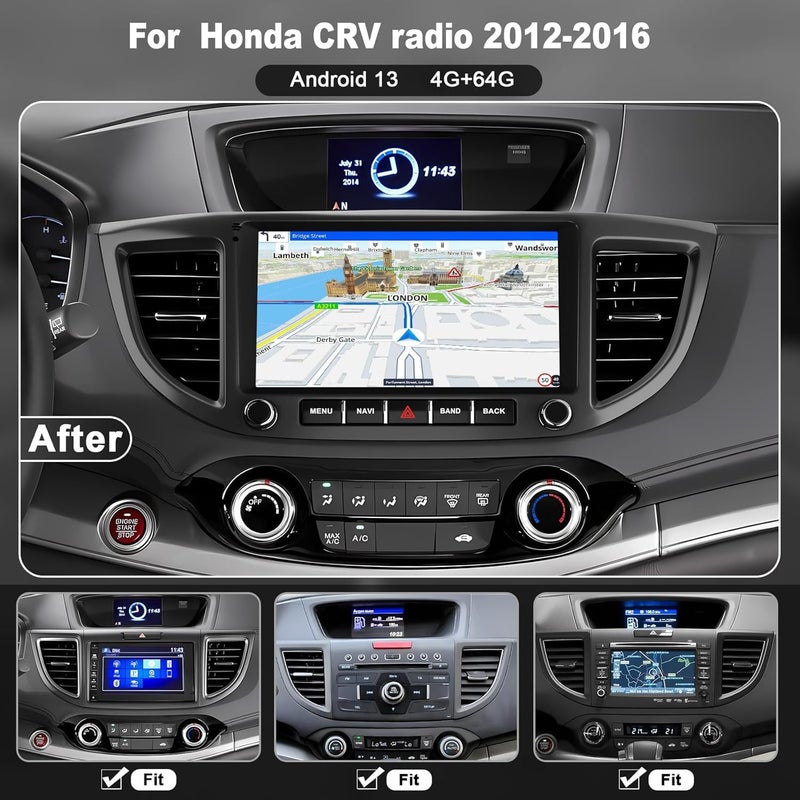 Adapter-Universe 4G+64G Car Radio for Honda CRV 2012 2013 2014 2015 2016, 9 Inch IPS Touch Screen CRV Stereo with Carplay&Android Auto,Blutooth& GPS Navigation, Back-up Camera&FM Radio - Image 2