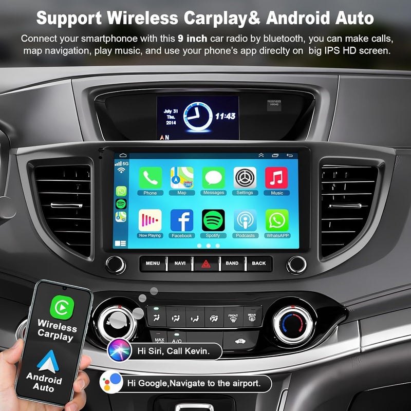 Adapter-Universe 4G+64G Car Radio for Honda CRV 2012 2013 2014 2015 2016, 9 Inch IPS Touch Screen CRV Stereo with Carplay&Android Auto,Blutooth& GPS Navigation, Back-up Camera&FM Radio - Image 3