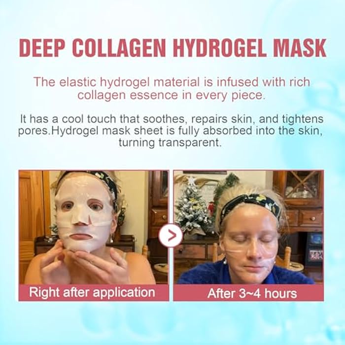 Kewhunt Deep Collagen Face Mask Overnight, Bio- Collagen Mask Real Deep Mask, Hydrating Hydrogel Masks with Low Molecular Collagen for Firming, Elasticity, Pore Minimizing 40g x 5ea Stocking Stuffers - Image 4