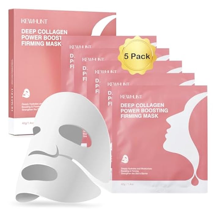 Kewhunt Deep Collagen Face Mask Overnight, Bio- Collagen Mask Real Deep Mask, Hydrating Hydrogel Masks with Low Molecular Collagen for Firming, Elasticity, Pore Minimizing 40g x 5ea Stocking Stuffers - Image 1