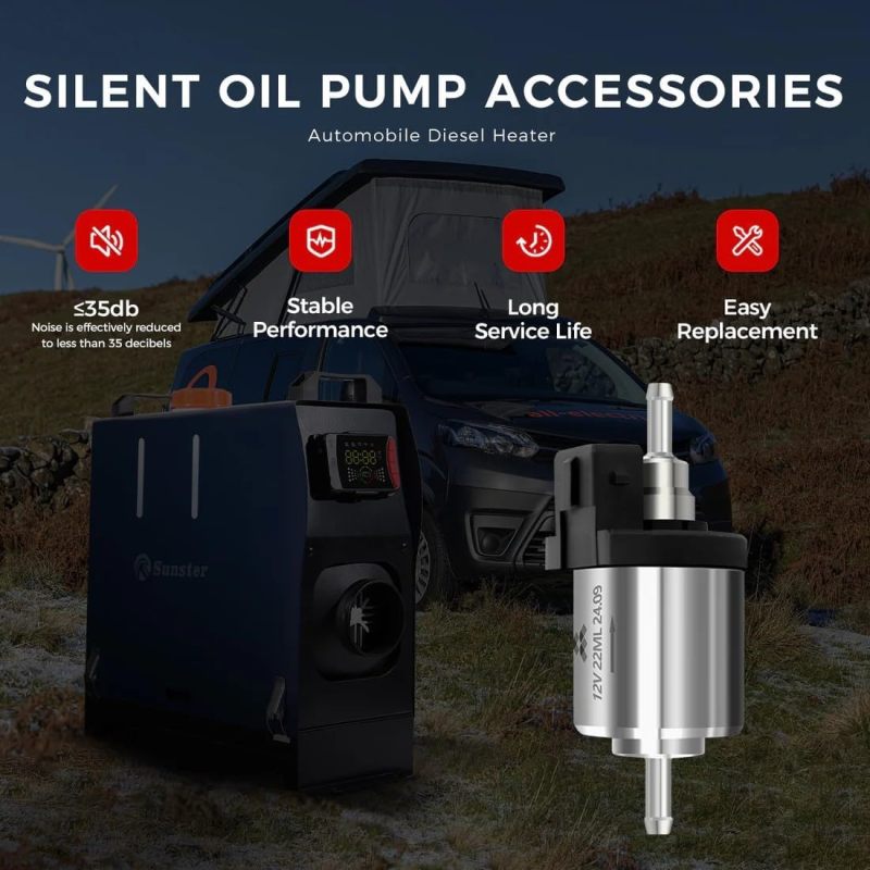12V Diesel Heater Fuel Pump - Black Metering Pulse Pump for Parking Heater Systems - Image 5