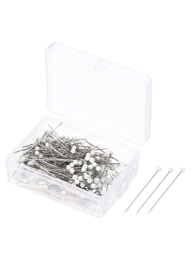 PATIKIL Sewing Pins, 250 Pack Ball Glass Head Straight Quilting Pin for Dressmaker Decorations, White - Image 1