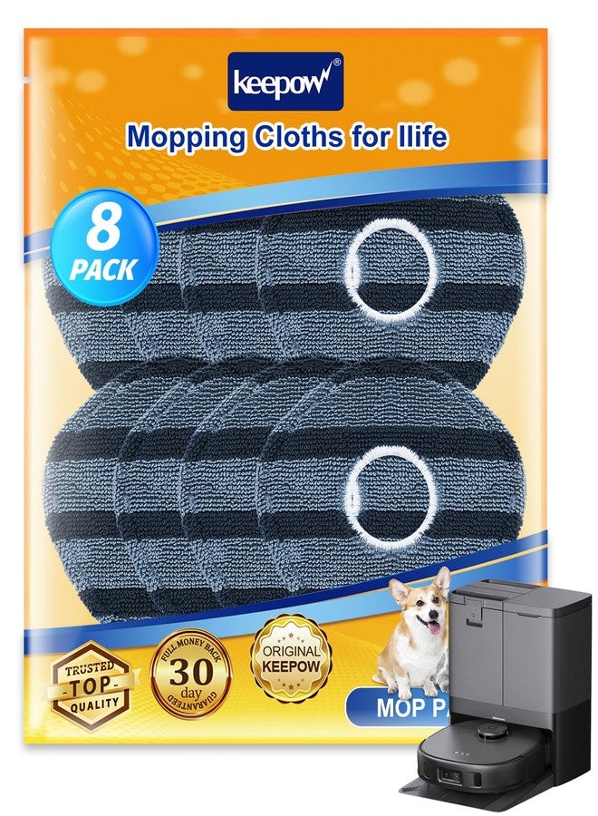 KEEPOW Vacuum Mop Replacement Pads Compatible with Eufy X10 Pro Omni / X9 Pro Robot Vacuum Cleaner, Washable and Reusable Soft Mopping Pad Parts Accessories, 8 Pack - Image 1