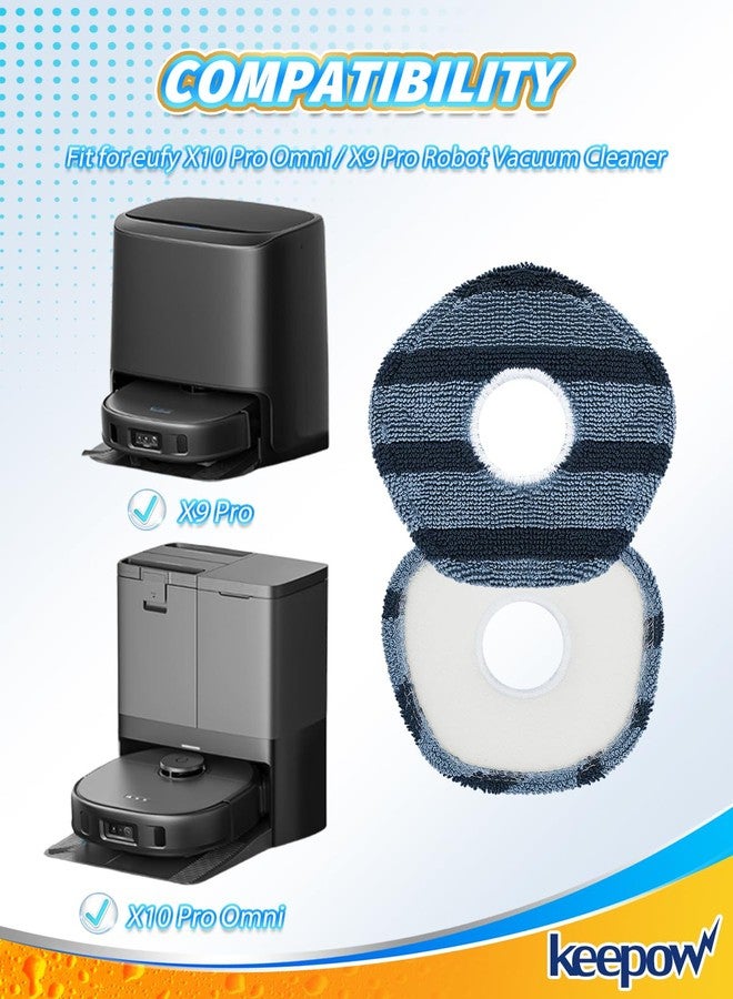 KEEPOW Vacuum Mop Replacement Pads Compatible with Eufy X10 Pro Omni / X9 Pro Robot Vacuum Cleaner, Washable and Reusable Soft Mopping Pad Parts Accessories, 8 Pack - Image 2