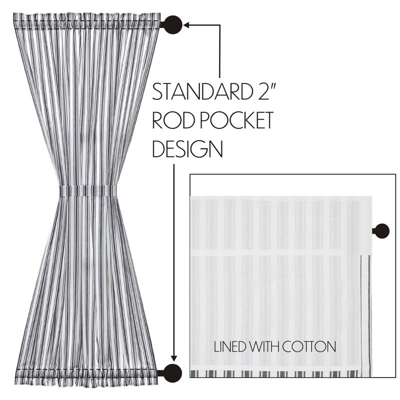 VHC Brands  Sawyer Mill Ticking Stripe Door Panel  Black  72x40 - Image 4