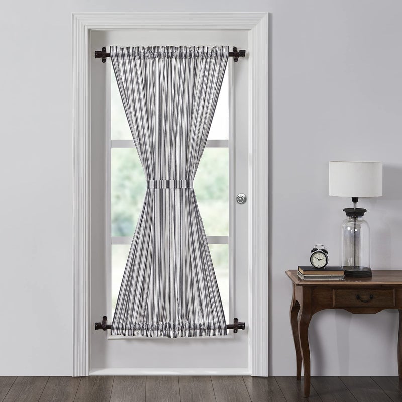 VHC Brands  Sawyer Mill Ticking Stripe Door Panel  Black  72x40 - Image 1