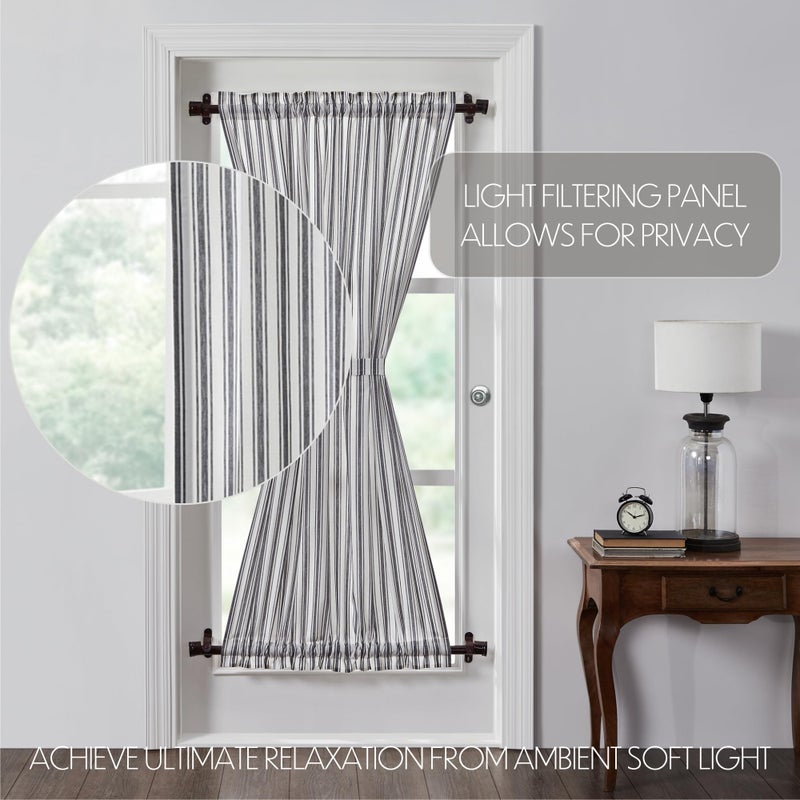 VHC Brands  Sawyer Mill Ticking Stripe Door Panel  Black  72x40 - Image 3