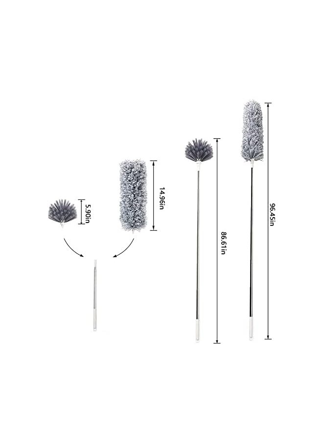 PROMASS - Duster for Cleaning, Ceiling Fan Duster with 100" Extension Pole, Long Microfiber Feather Duster for High Ceilings/Fans, Washable & Reusable Cobweb Duster Kit - Image 1
