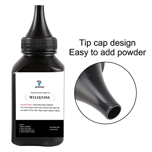 proffisy 3 Pack 110A Toner Powder Refill, Compatible with HP Laser 103a, 108a, 108w, 108, MFP 131, 131a, 135a, 136, 136a, 136nw, 136w, 137fnw, 138, 138p, 138pn, 138pnw, 138fnw -100 g Per Bottle - Image 3