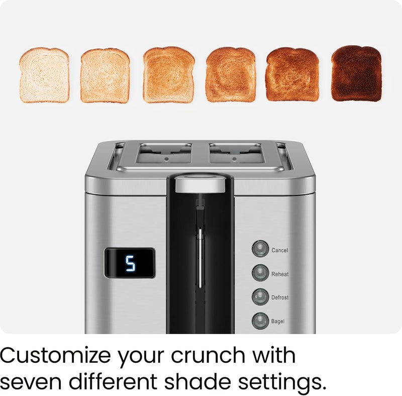 Chefman 2-Slice Digital Toaster, Pop-Up, Stainless Steel, Extra-Wide Slots For Bagels, Defrost, Reheat, Cancel Functions, Removable Crumb Tray - Image 3