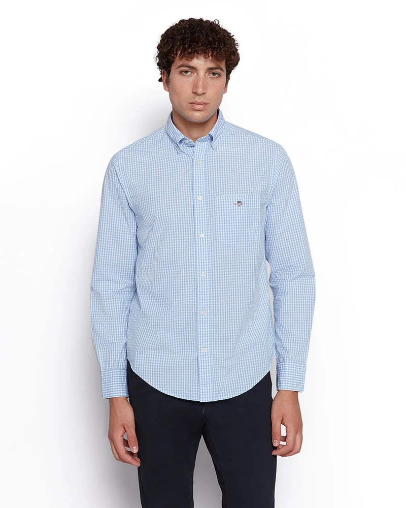 غانت قميص قطني كاروهات رجالي بقصة عادية