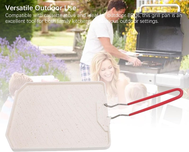 Nonstick BBQ Griddle Pan, Square Frying Pan for Stoves with Folding Handle Aluminum Alloy Camping Griddle Plate for Indoor Outdoor Cooking (Type 2) - Image 5