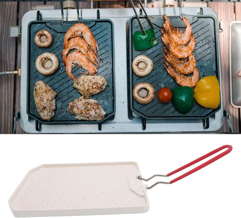 Nonstick BBQ Griddle Pan, Square Frying Pan for Stoves with Folding Handle Aluminum Alloy Camping Griddle Plate for Indoor Outdoor Cooking (Type 2) - Image 2