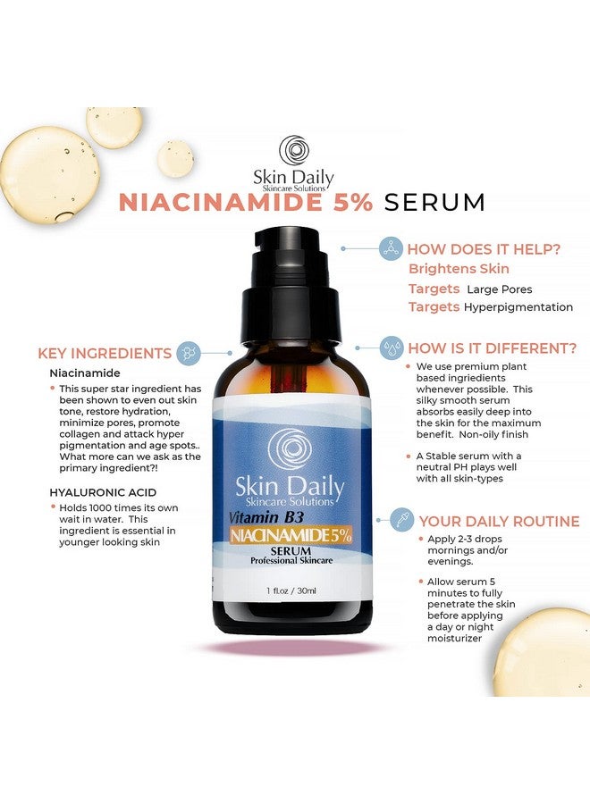 سكين ديلي سكين كير سوليشن سيروم نياسيناميد سكين ديلي للوجه - 1 أونصة - فيتامين ب3 لتقليل المسام - تركيز موصى به من قبل أطباء الجلدية - يستهدف البشرة المتقدمة في السن والتجاعيد والبقع الداكنة - مرطب فائق وتفتيح للبشرة - Image 4