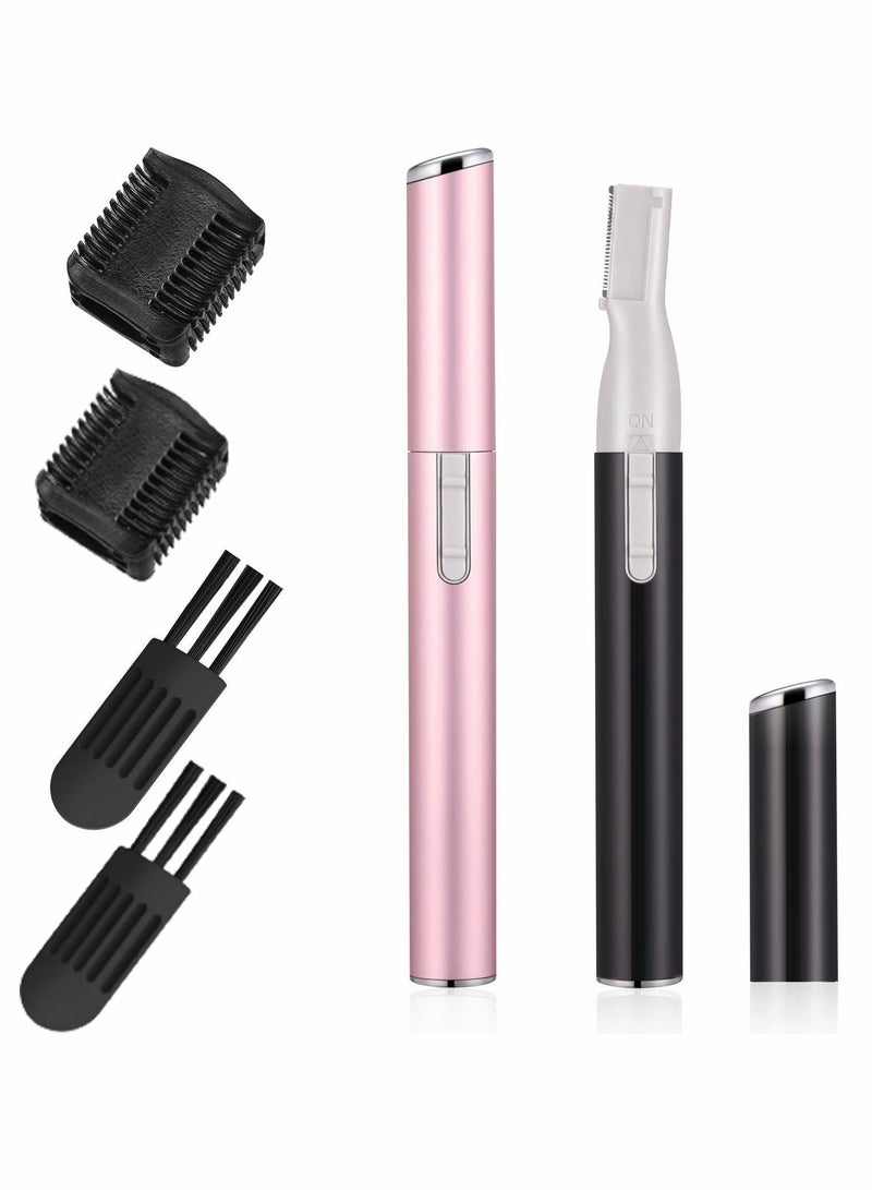 Y&D Electric Eyebrow Trimmer, Ladies Facial Precision Mini Shaver with Comb, Battery Powered Small Epilator for Face Neck Body Arms Legs (Pink, Black) - Image 1