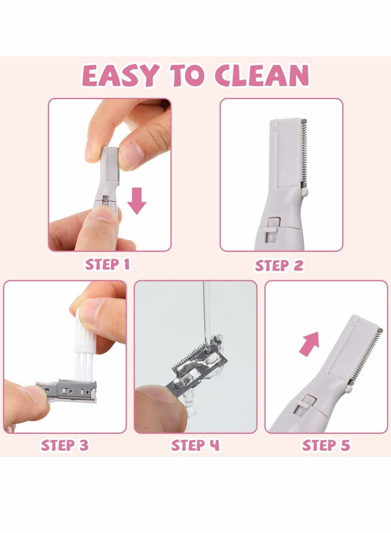 Y&D Electric Eyebrow Trimmer, Ladies Facial Precision Mini Shaver with Comb, Battery Powered Small Epilator for Face Neck Body Arms Legs (Pink, Black) - Image 4