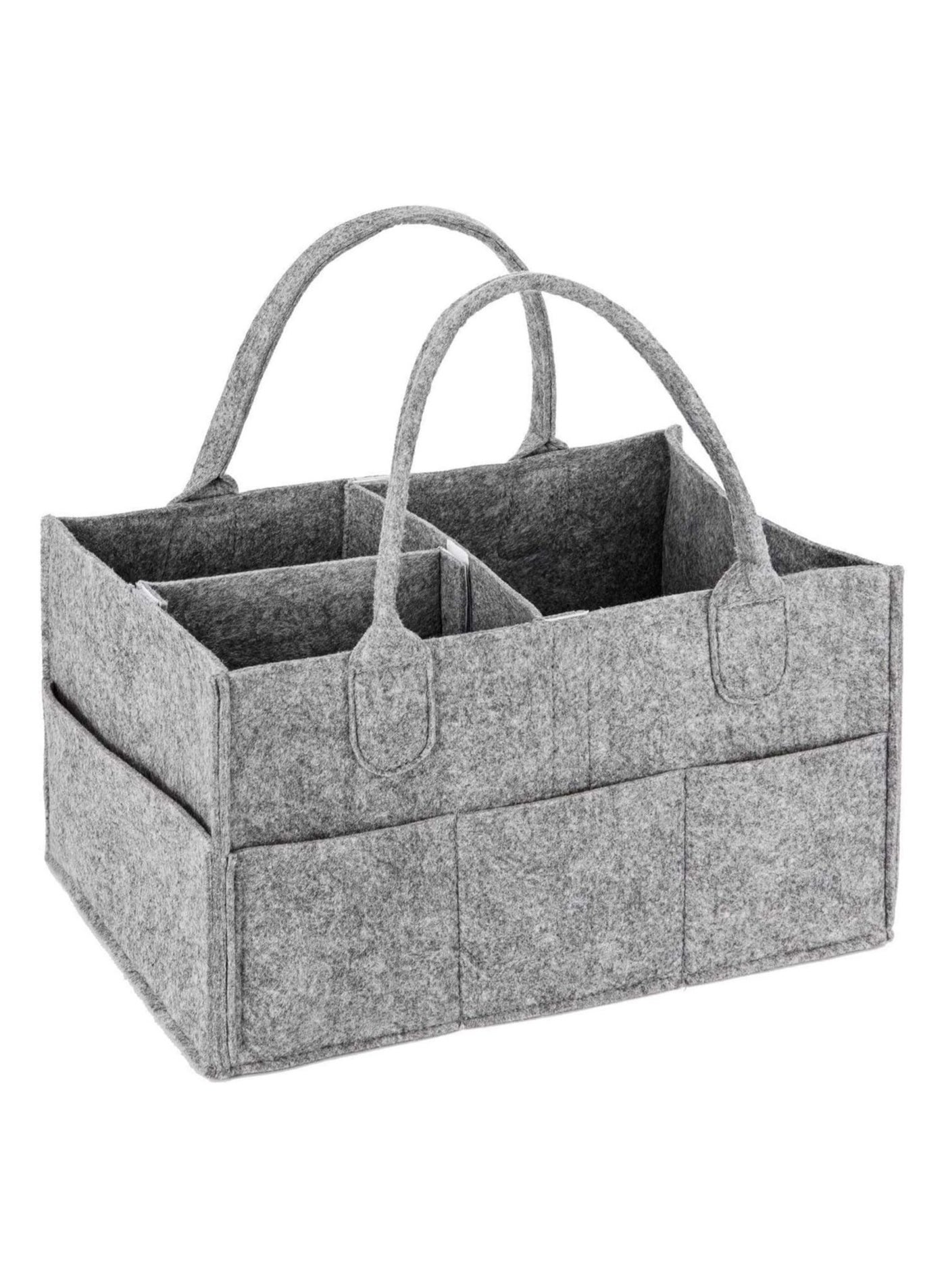 BLOOMING TIME Diaper Caddy Organizer - Nursery Storage Bin, Baby Organizer for Nursery, Baby Gift Basket, Changing Table Organizer, Portable Diaper Organizer Caddy for Girls, Boys (Classic Gray)