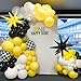 besttideyes One Happy Dude Balloon Arch Garland Kit 126Pcs 18 12 10 5 Yellow Black Balloons with Checkered Foil Balloons for One Happy Dude Birthday Decorations Baby Shower Boys 1st Birthday Party Supplies - Image 4
