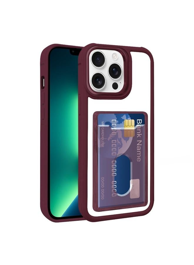 Zaboon Case For iPhone 13 Pro Electroplated Card Bag Acrylic Hybrid TPU Phone Case - Image 1