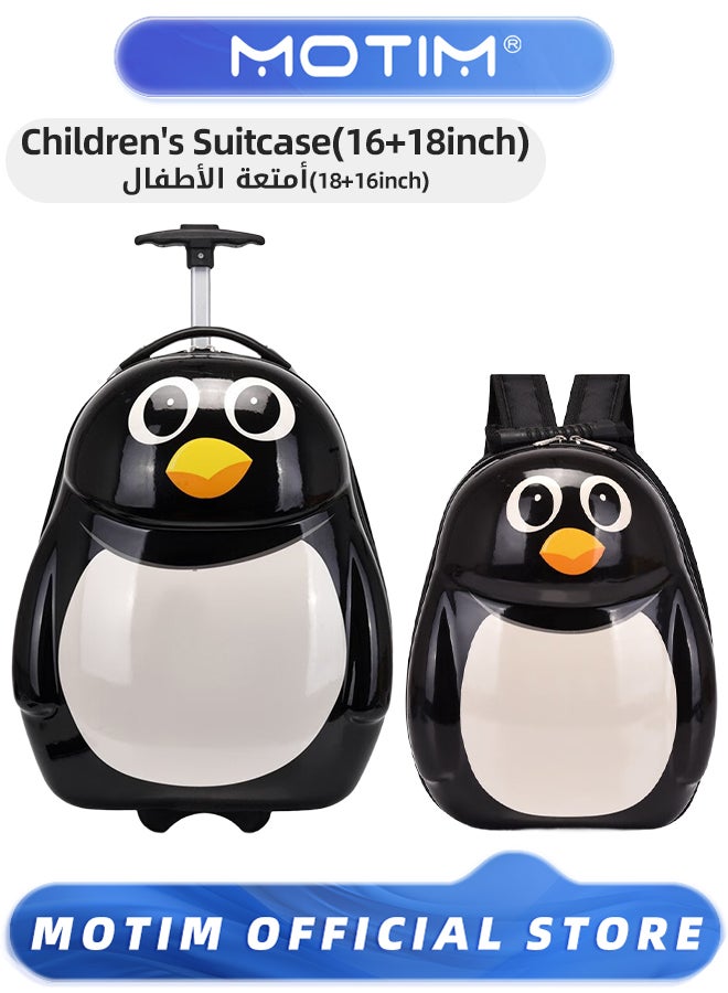 Motim Kids 2pcs Travel Luggage Set in Fun Cartoon Animal Shape Includes 1 Wheeled Luggage ＆ 1 Lightweight Backpack Perfect for Short Trip and Kindergarten - Image 1