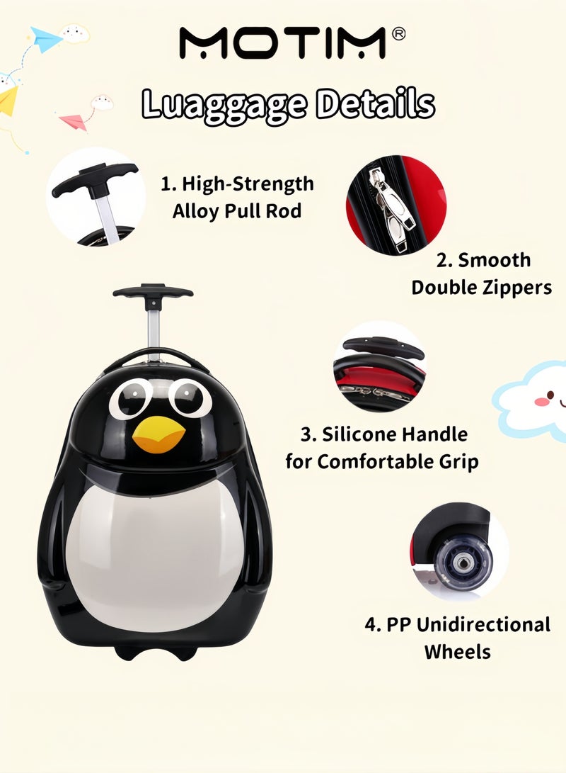 Motim Kids 2pcs Travel Luggage Set in Fun Cartoon Animal Shape Includes 1 Wheeled Luggage ＆ 1 Lightweight Backpack Perfect for Short Trip and Kindergarten - Image 4