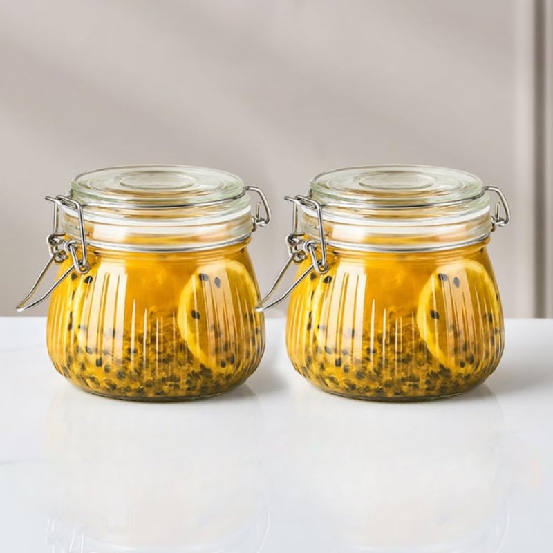Ash  Roh Ash & Roh Airtight Transparent storage jar with Rubber Seal lid and Clip Lock - Perfect for Kitchen Canning, Fermenting, and Storing Dry Food, Spices, Tea, Snacks, Sugar, and More (pack of 2, 1500 ml) - Image 2