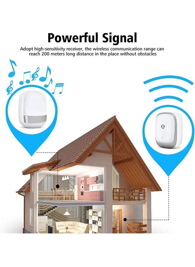 Arabest - Wireless Doorbell,Push Button Self-powered Transmitter Waterproof Flashing Door Bell, 38 Chimes 5 Volume Levels (Silver) - Image 1